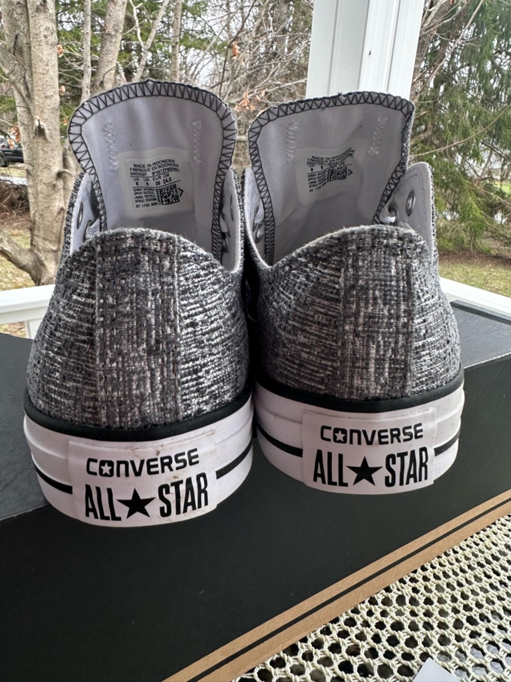 Converse Low Top Sneakers in Charcoal Heather and White - Picture 5 of 10